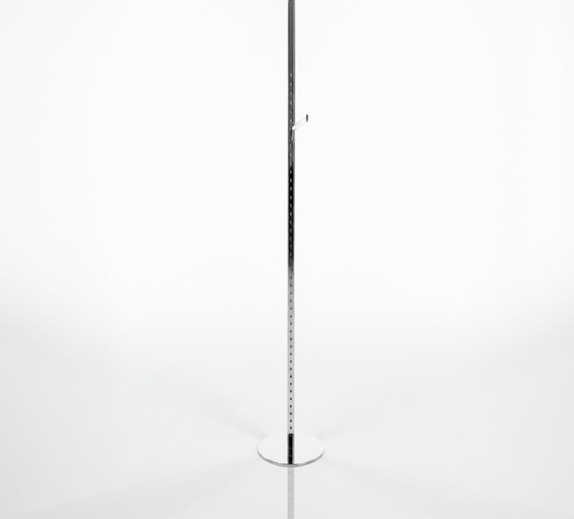 Window / column display w/ front hanger. 40 mm, H226 cm. Chrome