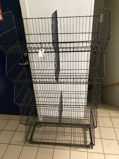 Sample - Stackable basket set, 5 baskets with wheels, budget, black, 81 x 43 x H157 cm.
