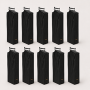 10 black collection bags with suitcase-style closure and custom logo