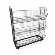 3-Tier Stackable Basket with Wheels – Matte Black, 81 x 43 x H100 cm