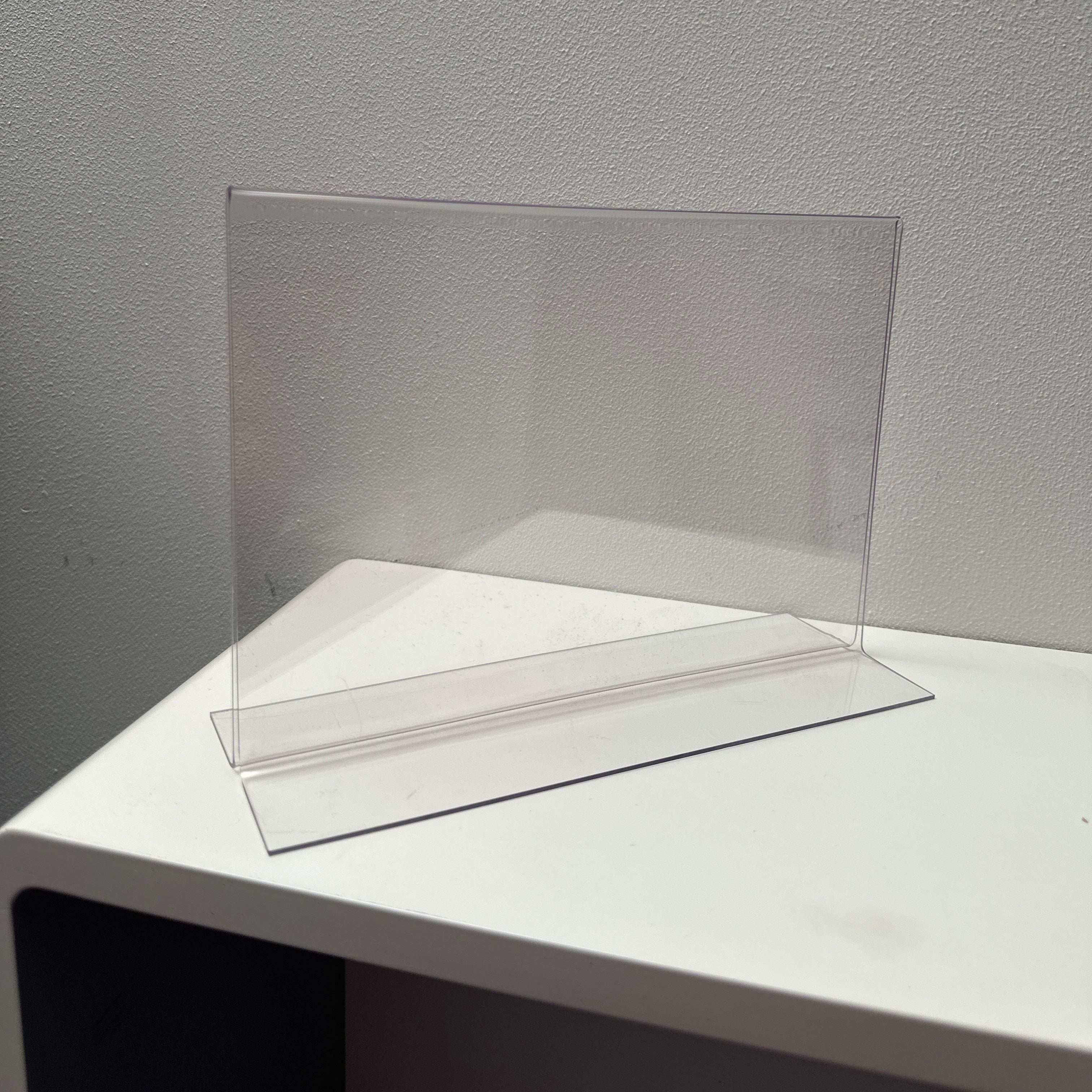 Sign holder, A5 wide, straight, acrylic, 21 x H15 cm