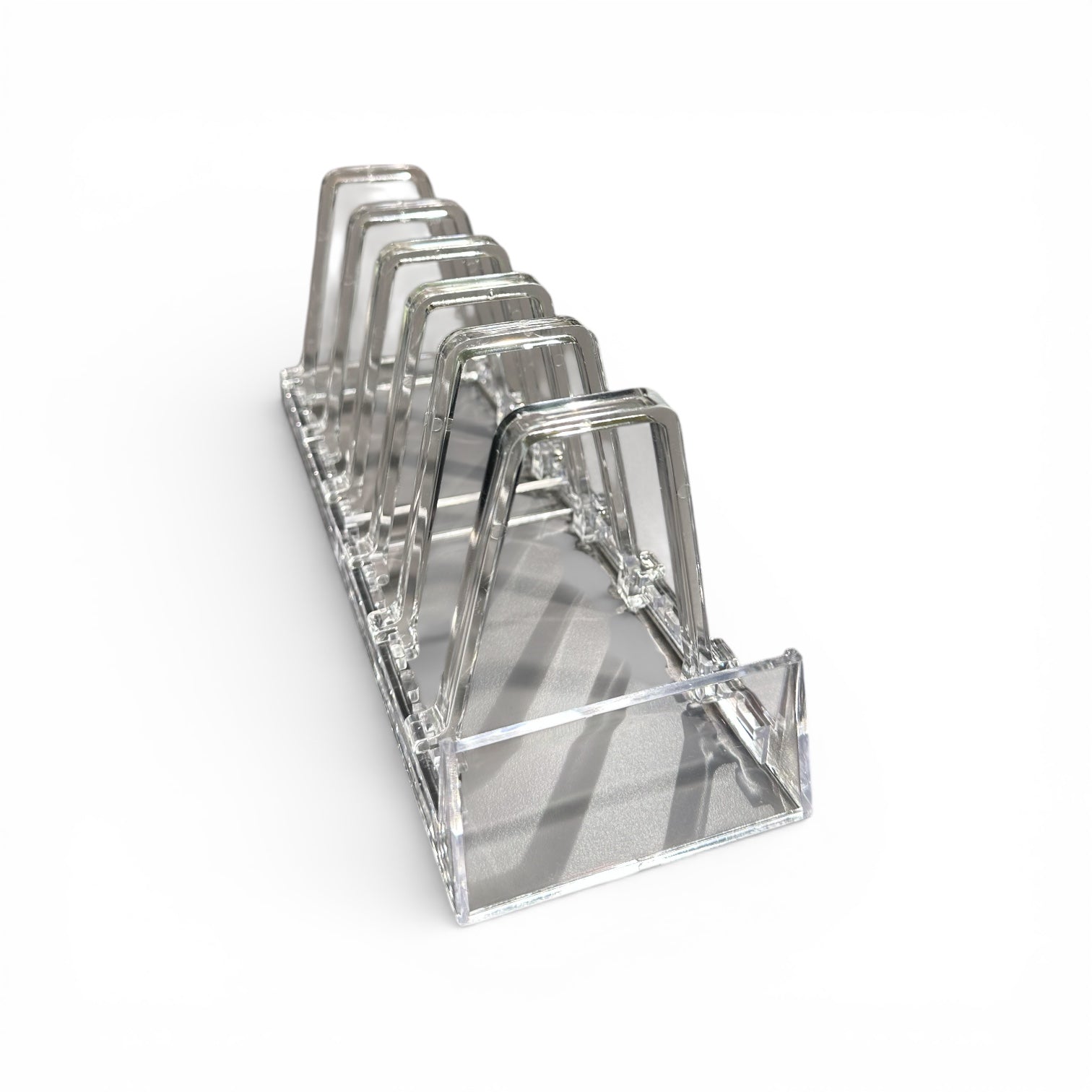 Support for 6 pcs. book/plate, clear, H11.5cm