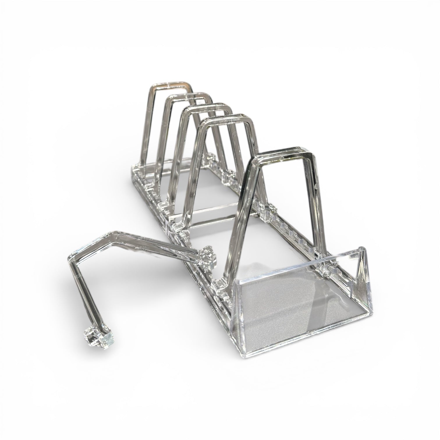 Support for 6 pcs. book/plate, clear, H11.5cm