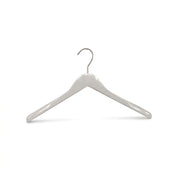 Jacket hanger, angled, white, shoulder 30 mm, with 4 mm satin hook, 43 cm.