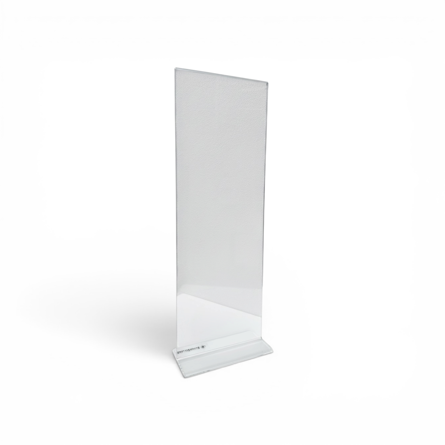 Sign holder, ½ A4 high, straight for tabletop, acrylic