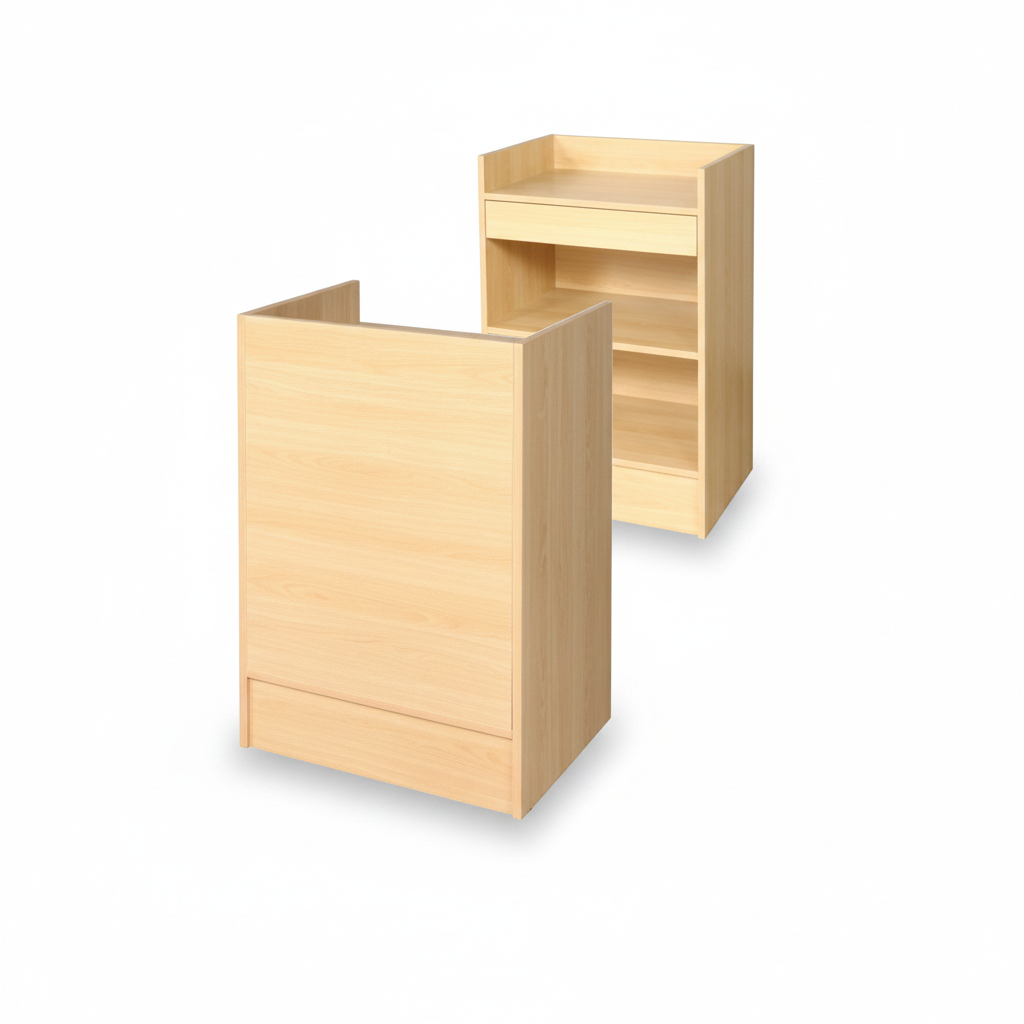 Slimline Disk, counter module, with recessed shelf, maple, H96 x W61cm x D46 cm