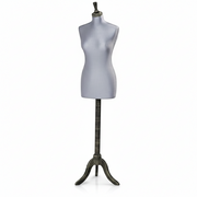 Torino, women's lamp, silver, long body, 3-leg wooden base, shaker top