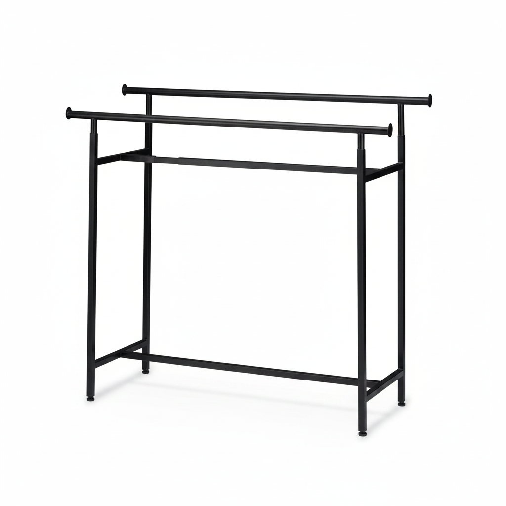Twin, double rack, height-adjustable, black, W150 x H122-170 cm