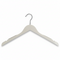Wooden hanger, solid, flat, adult, with rubber and notch, without bar, white, 12 mm thick, 45 cm