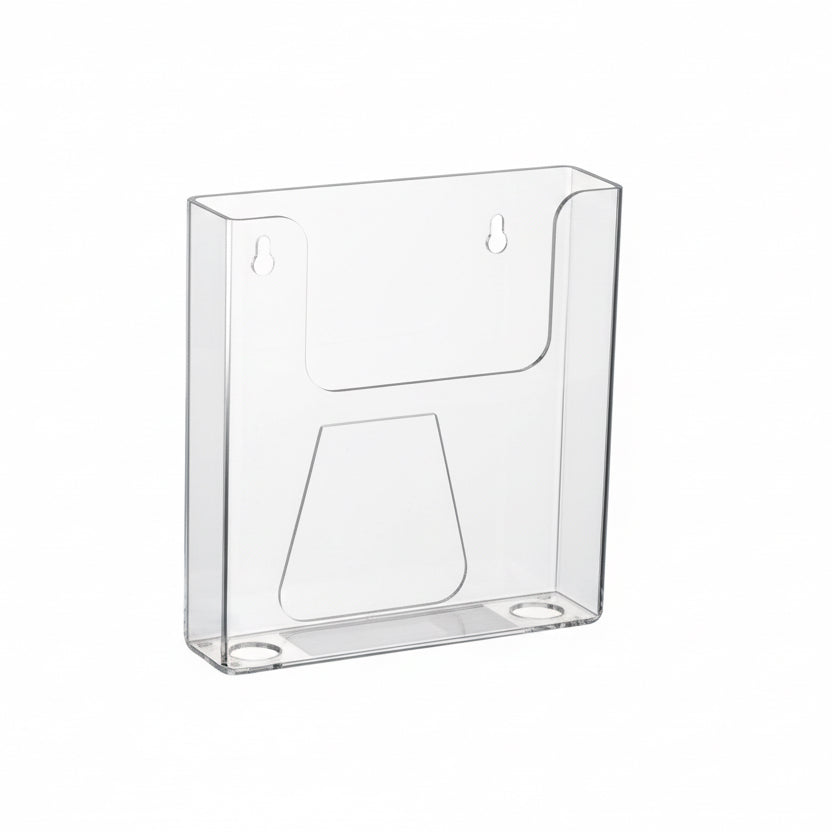 A5 brochure holder, vertical, 4 cm deep. Acrylic for wall mounting