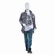 Child mannequin, 6 years, with head, white high gloss, with glass base plate, H125 cm