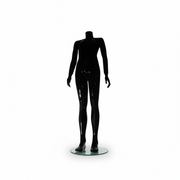 Family children's mannequin. Black high gloss. 12–14 years. H 140 cm. Round glass base plate