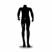 Family children's mannequin. Black high gloss without head. 8–10 years. H 114 cm. Round glass base plate