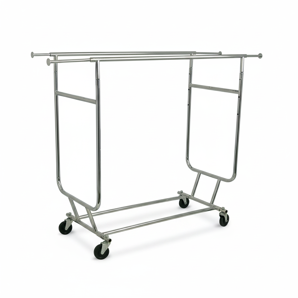 Disco III, double stand, fully foldable, adjustable, chrome, B128-188 x H165-190 cm