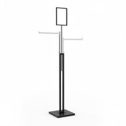 Joystick stand with 2 straight arms (38 cm) in chrome, height-adjustable, includes leveling feet, black stand, 80 x 39 cm, H125-195 cm