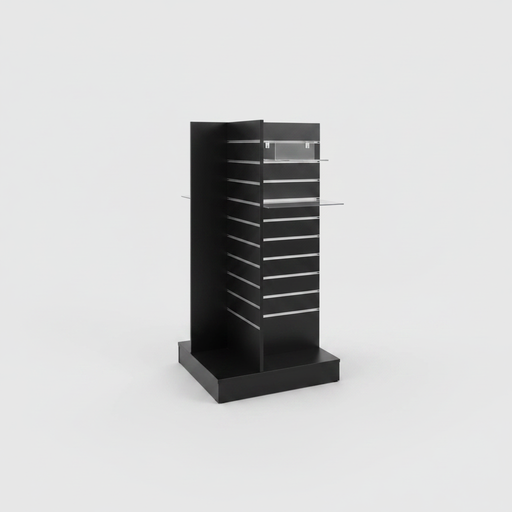 Star gondola - 60 x 60 xH135 cm. Black. Grooved panel. DEMO