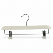 Trousers hanger, wood, with strong clips, white, 35 cm
