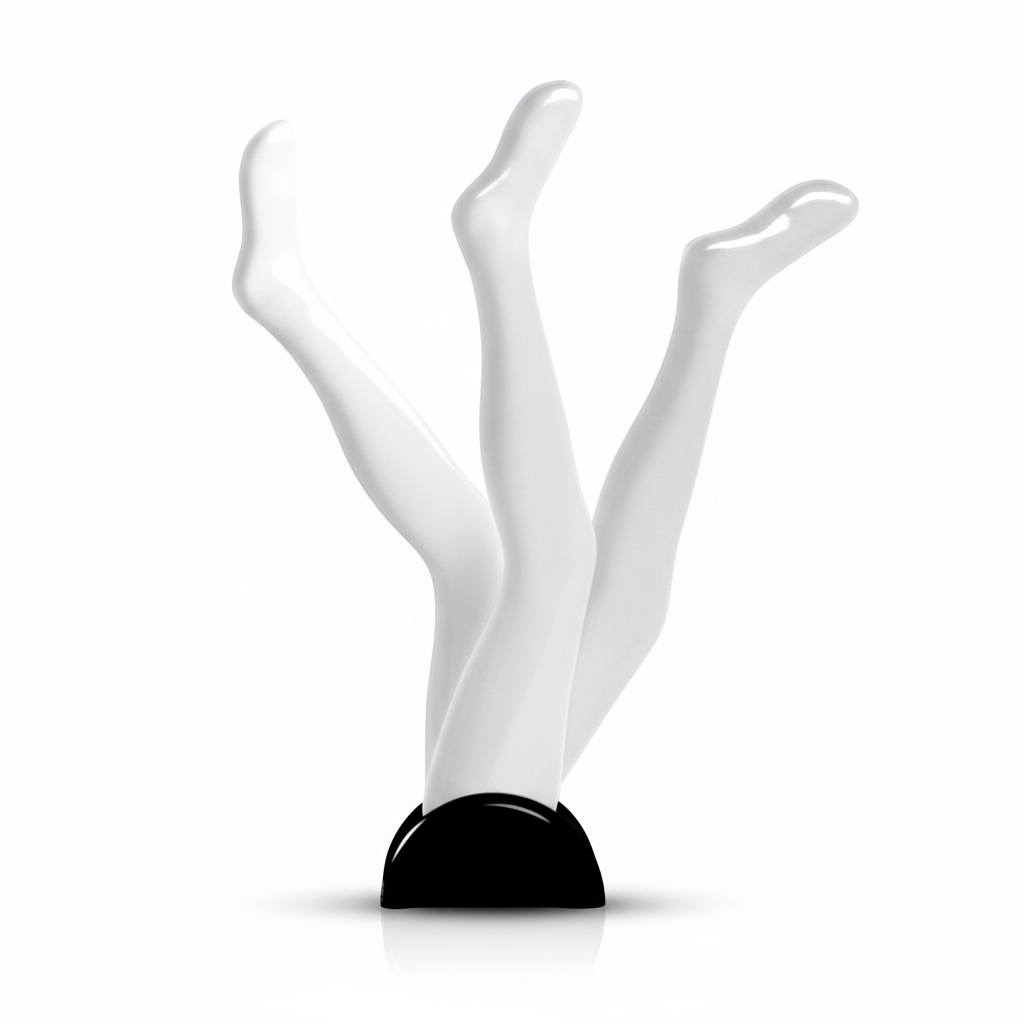 Sock fan with 3 legs, clear milky white. Black base