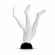 Sock fan with 3 legs, clear milky white. Black base