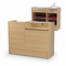 Slimline Disk, combo module, with glass top, incl. 1 pull-out tray, small drawer and 2 compartments each with 1 shelf, maple, H96 x W120 x D46 cm