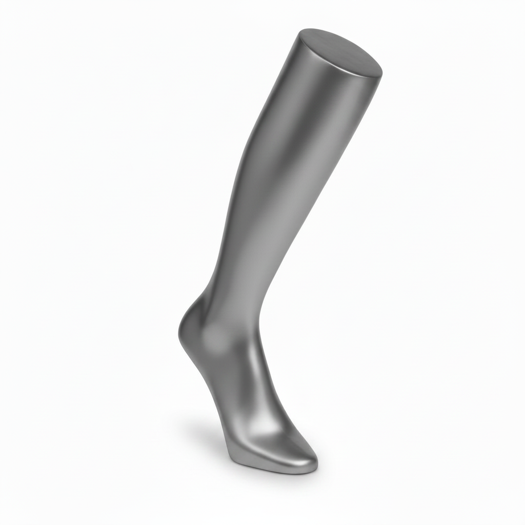 Sock foot. Men's on foot. Silver