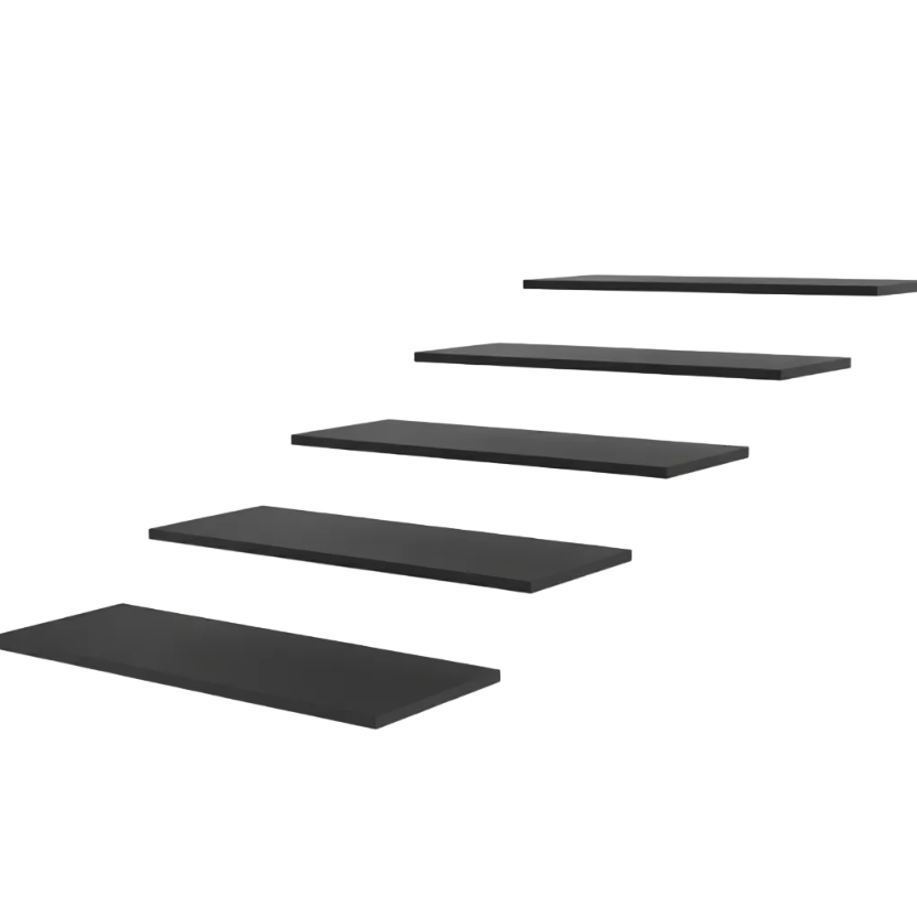 Melamine shelf (light texture) straight, black, 18 mm, 61 x 37 cm. (only in packs of 5 pcs.)