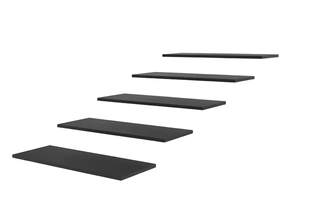 Melamine shelf (light texture) straight, black, 18 mm, 61 x 37 cm. (only in packs of 5 pcs.)