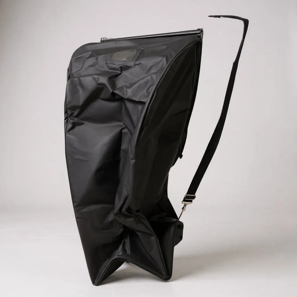 Collection bag with suitcase closure, cotton, black, W46 x D36 x H120 cm with strap