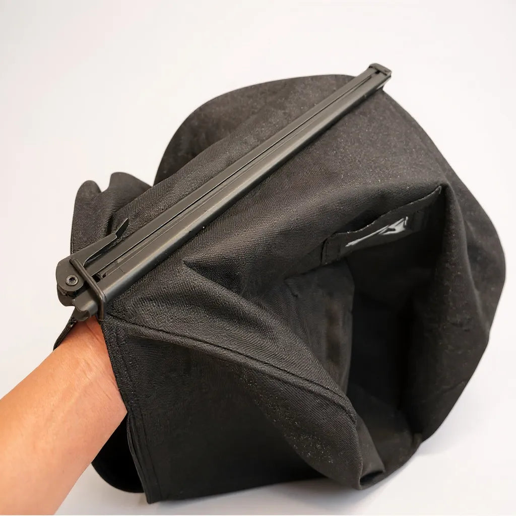 Collection bag with suitcase closure, cotton, black, W46 x D36 x H120 cm with strap