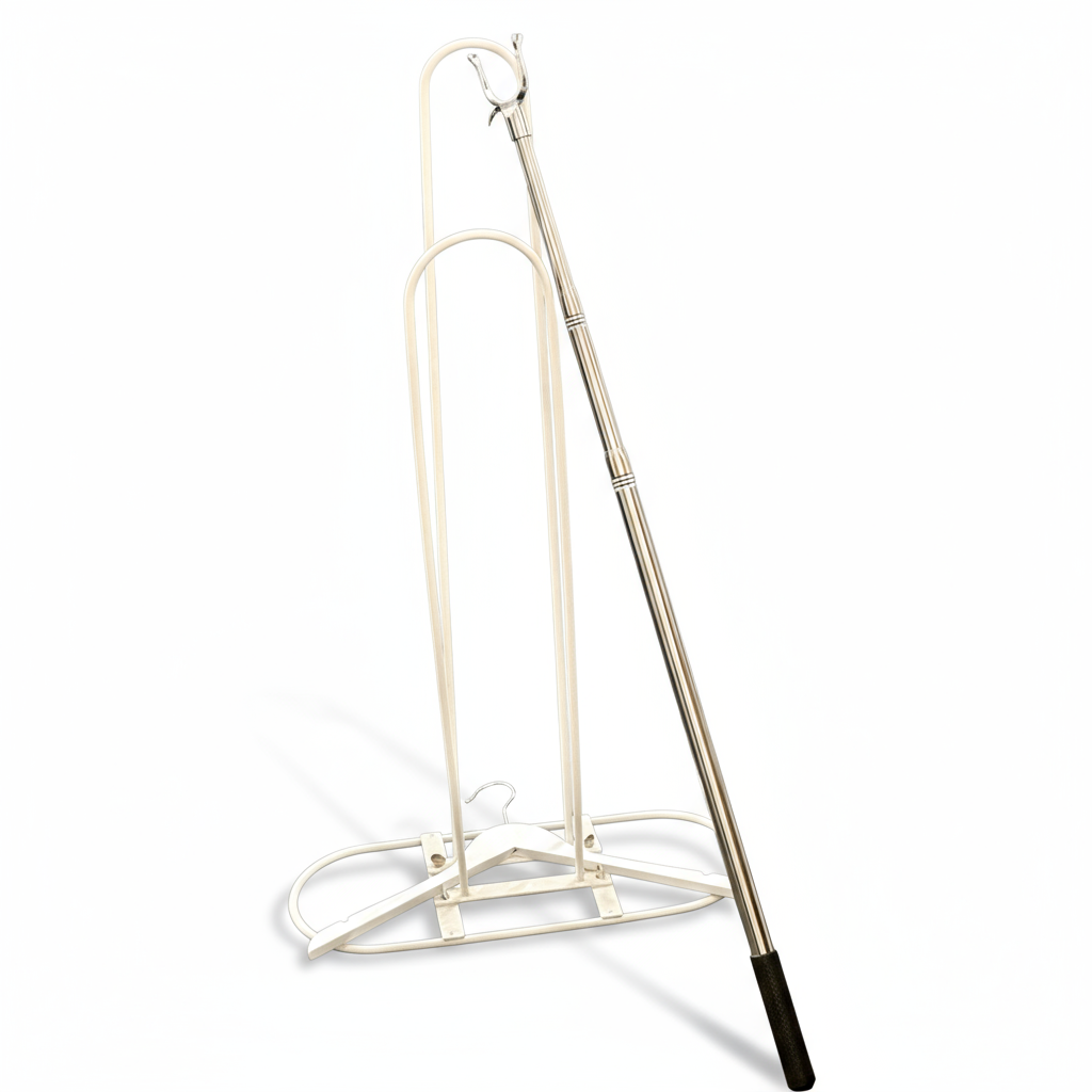1 hanger catcher and 1 hanger stand in white