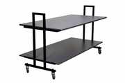 Sales table, L10, double with gray tabletop, black, 155 x 74 x H90 cm.