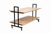 Sales counter, L10, double with maple tabletop, black, 155 x 74 x H90 cm.