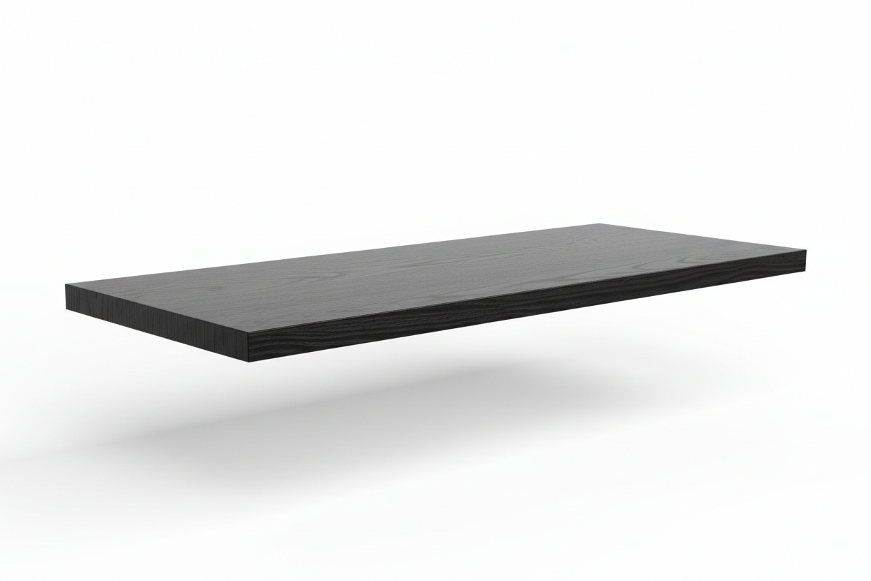 Melamine shelf, straight, black wood grain, 36 mm. 74.30 x 40 cm.
