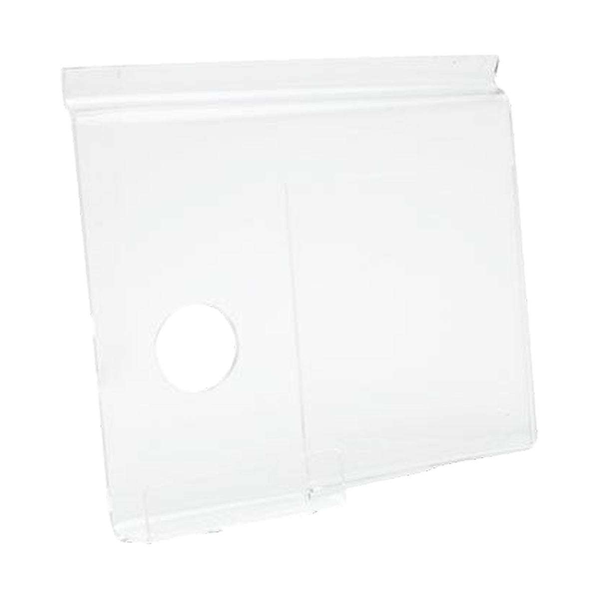 Mobil holder med infoplade. 10,7 x H11,7 cm. Akryl t/ rillepanel
