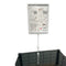 SuperSellerS A4 grey plastic sign holder with spring mount attached to a wire basket for retail display