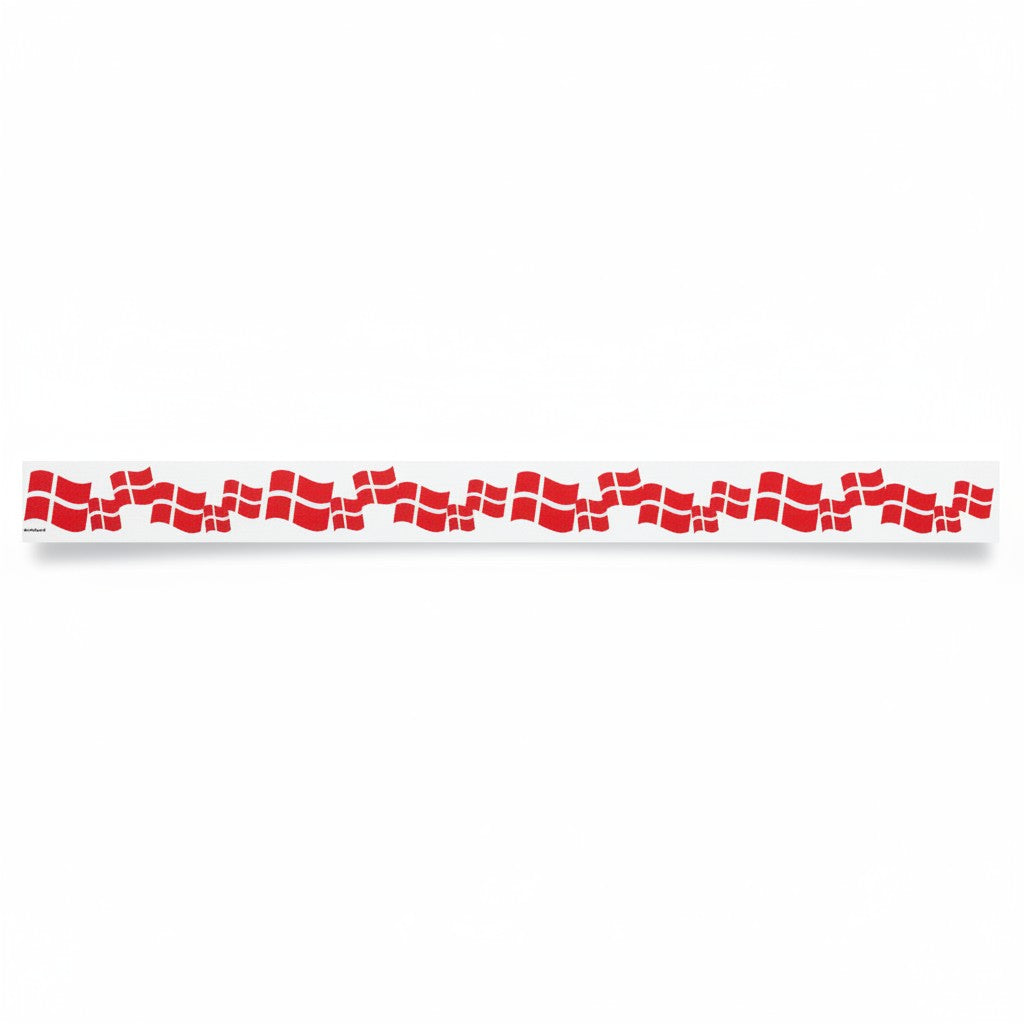 SuperSellerS self-adhesive window streamer with red and white Danish flag pattern, 120 cm long for party decoration.