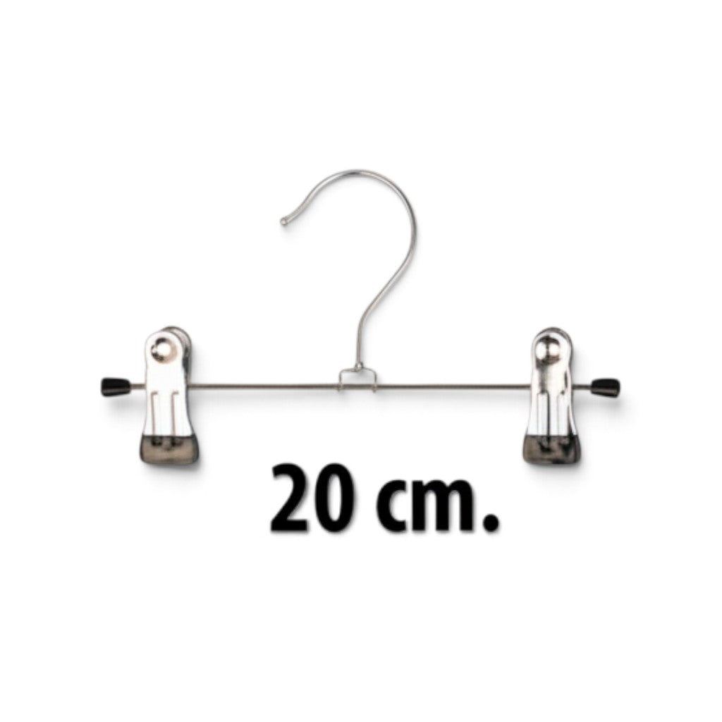SuperSellerS 20 cm metal trouser hanger with strong clips and protective black rubber tips for children's clothing