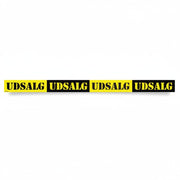 SuperSellerS 120 cm self-adhesive window streamer with UDSALG text in black and yellow for retail sales promotions.