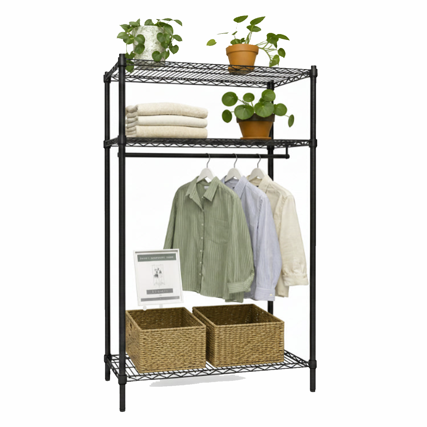 Wardrobe Shelf - TUBO (W 122 x D 46 x H 220 cm.) - Black