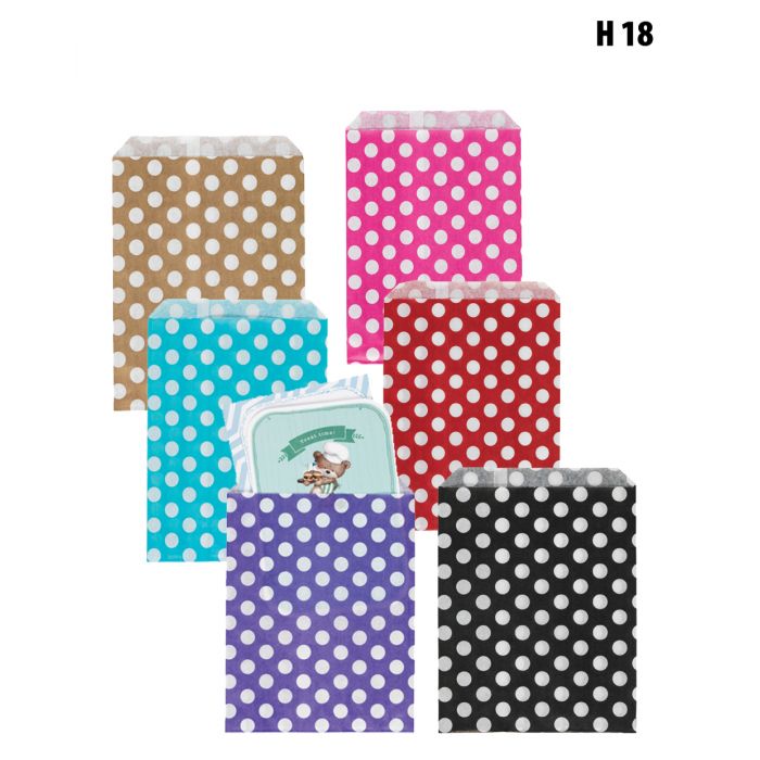 Polka Dot Paper Bags - H 18 cm. 