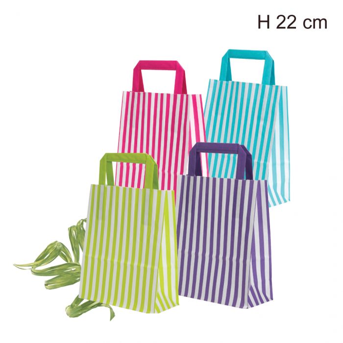 Paper carrier bags - Stripes - H 22 cm. 