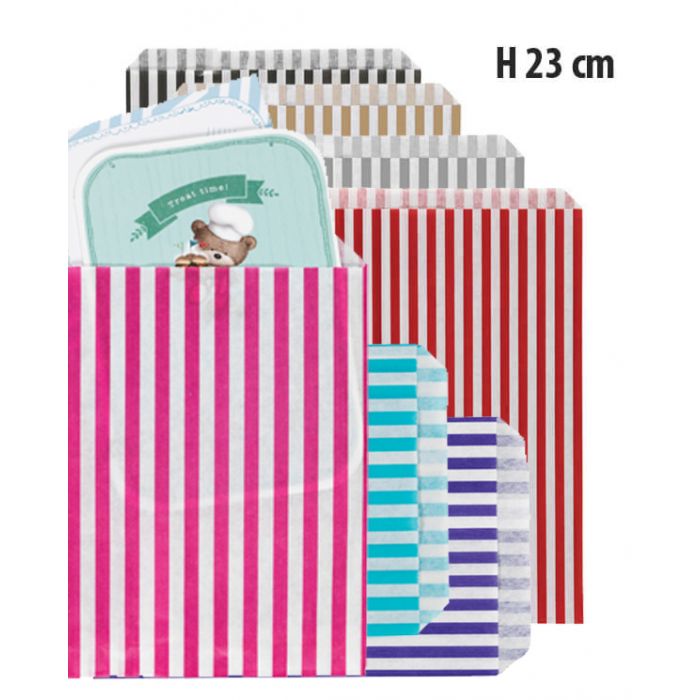 Striped Paper Bags - H 23 cm.