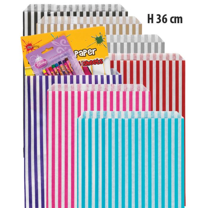 Striped Paper Bags - H 36 cm.