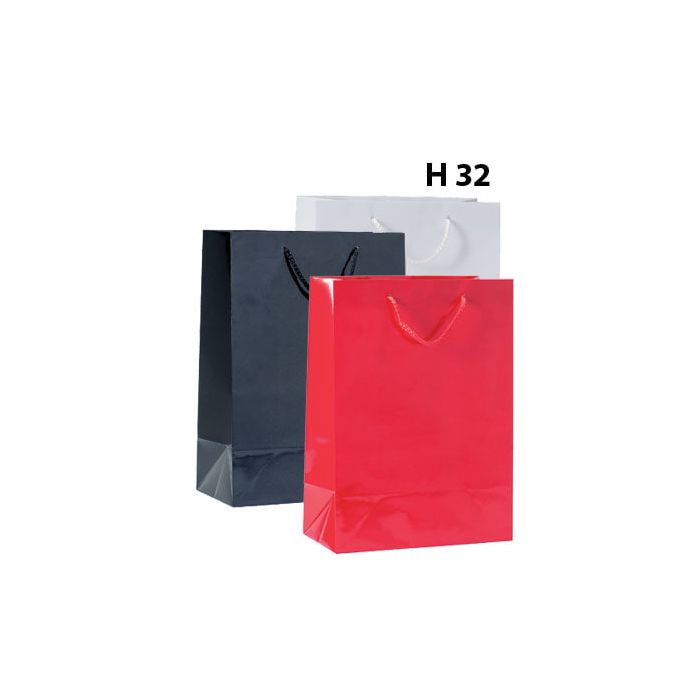 High gloss paper carrier bags - Height 32 cm.